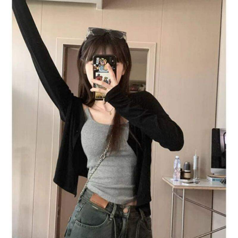 法式薄款轻熟开衫女夏季长袖外搭慵懒短款罩衫披肩防晒外套小上衣