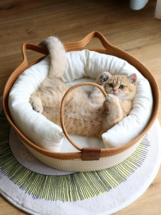 编织猫窝玩具球一体网红宠物窝四季 冬季 通用可水洗保暖睡觉窝猫咪