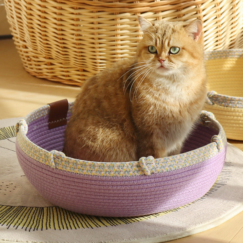 编织透气睡觉窝猫窝宠物窝四季通用可水洗不掉屑耐抓耐磨猫咪用品