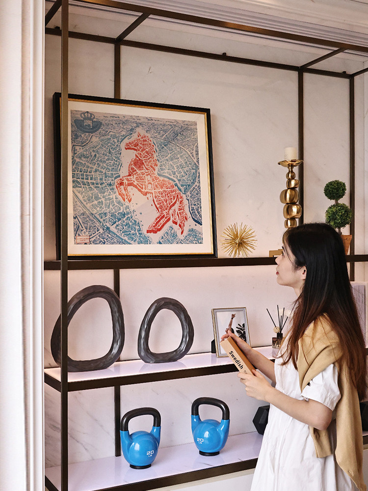 丝巾装裱画骏马之城 轻奢入户玄关书房装饰画现代简约客厅挂画