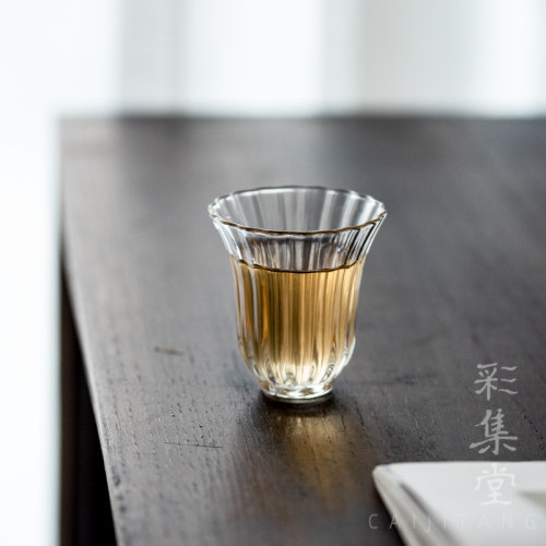 花口透明高硼硅玻璃茶杯