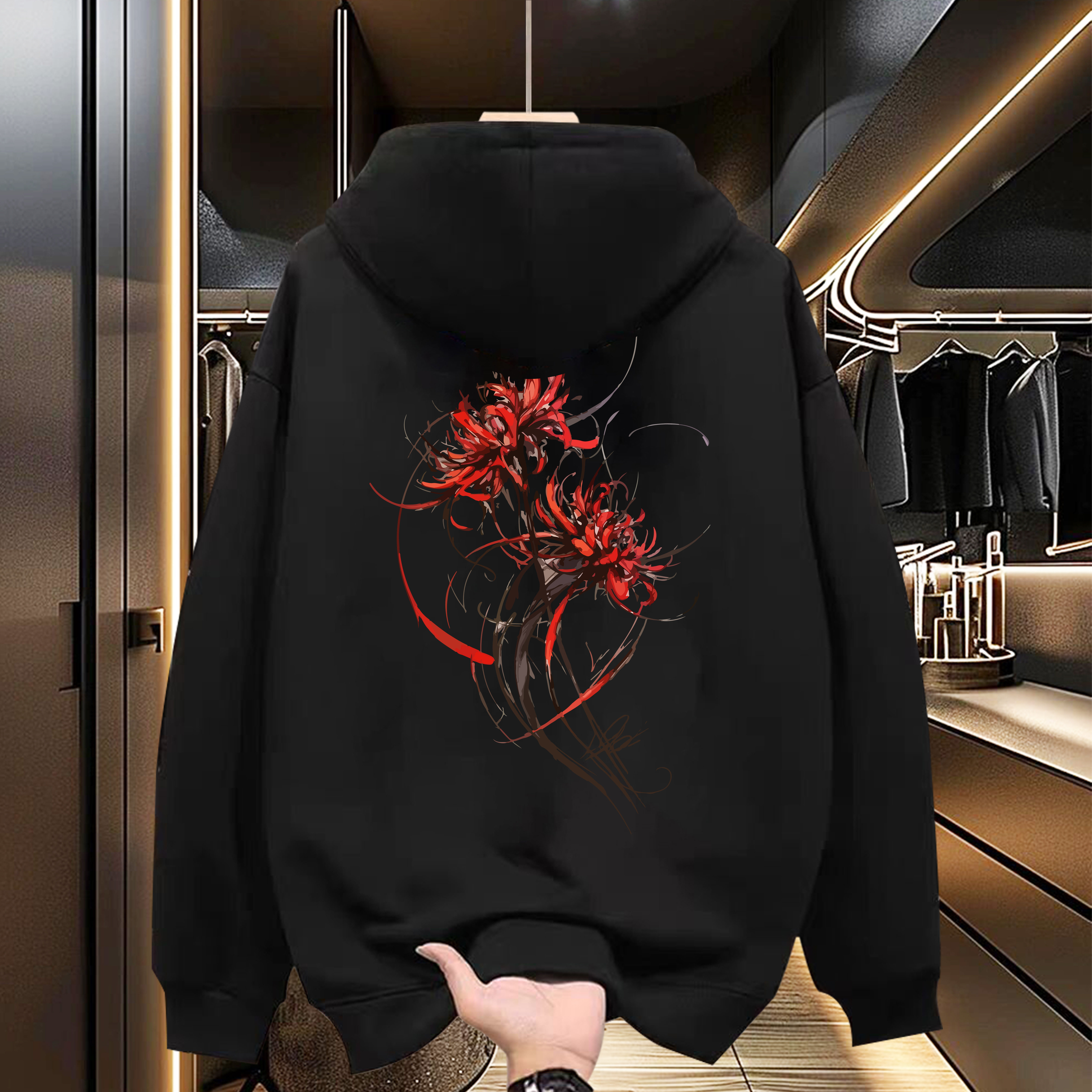 卫衣男款青少年彼岸花秋冬新款帽衫潮牌百搭休闲宽松潮流连帽卫衣