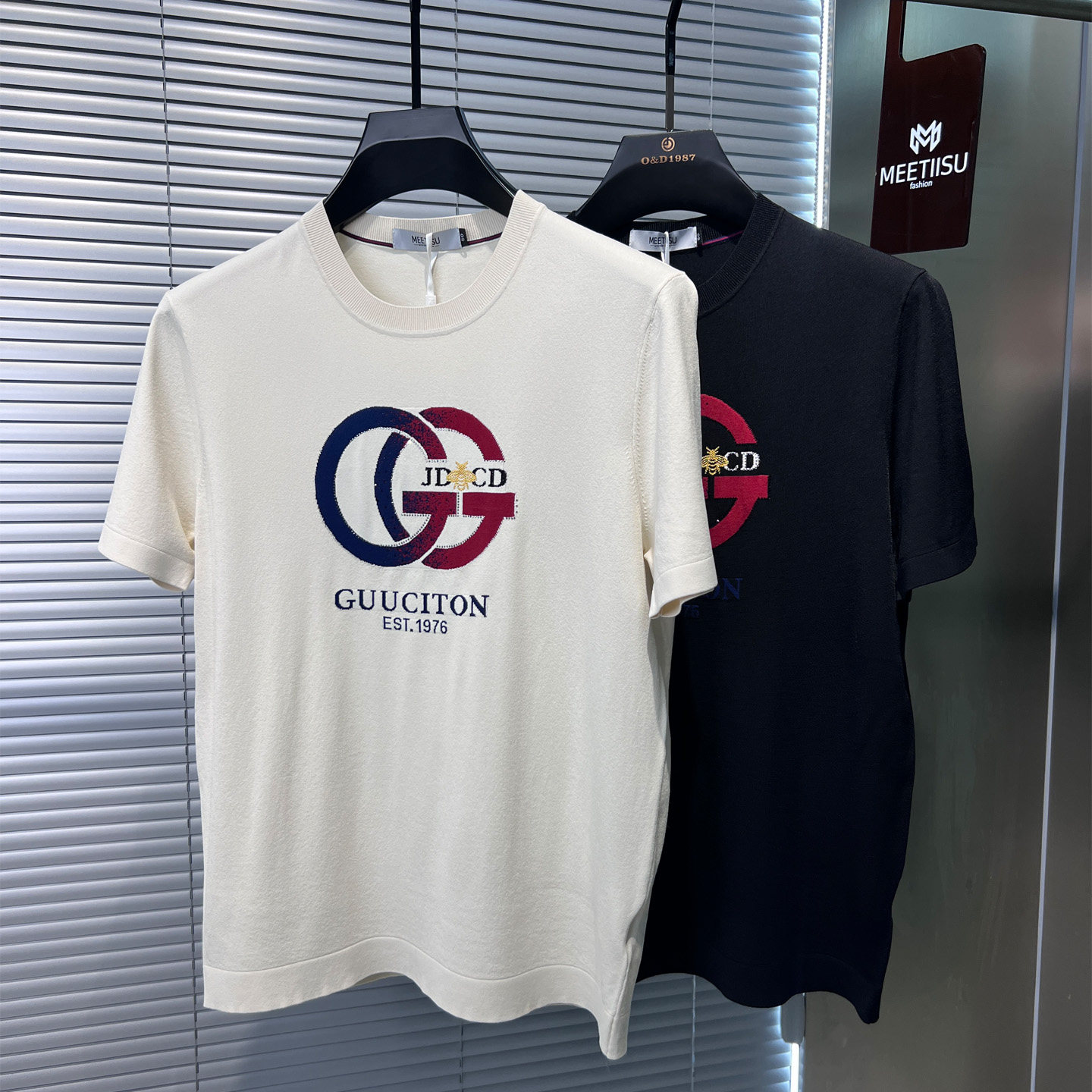 欧货潮流时尚男士字母提花短袖T恤圆领修身针织衫夏季新款伊力特