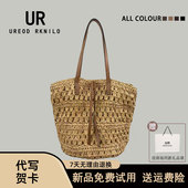 UR原创新款 法式 镂空度假草编包女单肩腋下编织托特包帆布子母包潮