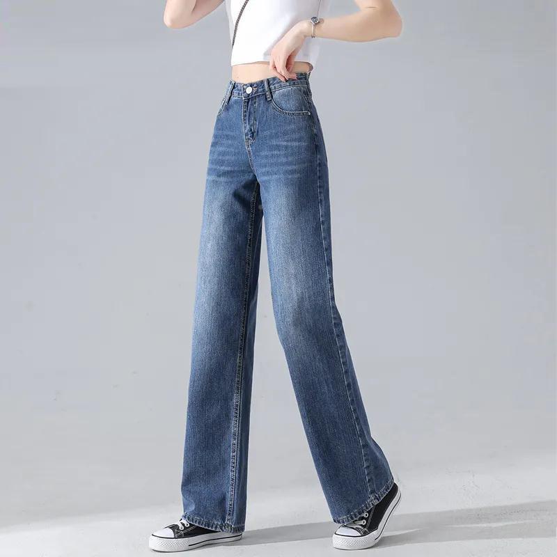 2025春CNZ001季新款高腰搭休腿裤牛闲仔裤女宽阔松显瘦百加绒拖地