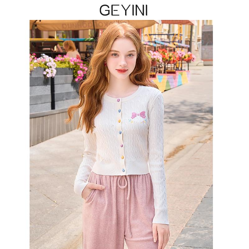 2024秋冬新女法式ZZS6714甜款美小个子外正肩长袖毛织衫上针衣开