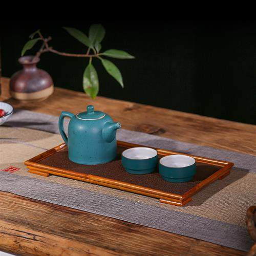 大漆竹编云妃竹干泡台干泡盘藤编茶盘收纳盘托盘竹器竹制品梅鹿竹