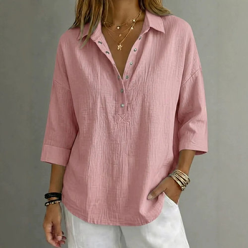 Collar button seven quarter sleeve shirt翻领纽扣七分袖衬衫