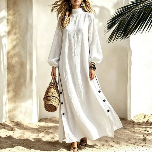 Half high neck long sleeved casual dress半高领长袖休闲连衣裙