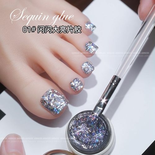 恩妮诗爆闪大亮片脚趾指甲油胶2026年新款显白色光疗胶美甲店专用