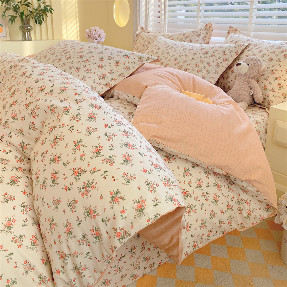 纯棉全棉被套四件套高密纺织