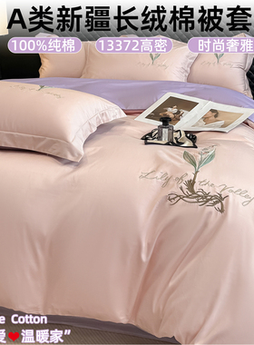 纯棉全棉四季款2米x2米3被套拉链单件四件套轻奢高级感主卧室紫色