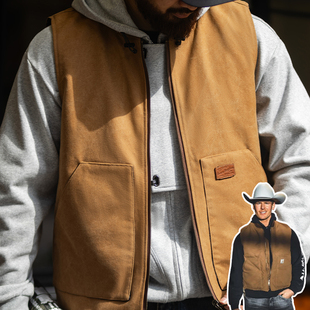 着 新款 V01美式 拉链马甲男冬季 双面穿保暖马夹背心坎肩 工装 古叔