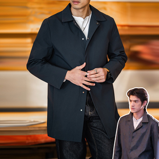 着 翻领单排扣中长款 英伦短款 新款 通勤外套 风衣男2026春季 古叔