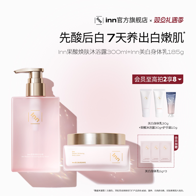 inn美白身体乳+果酸沐浴露377烟酰胺抗氧