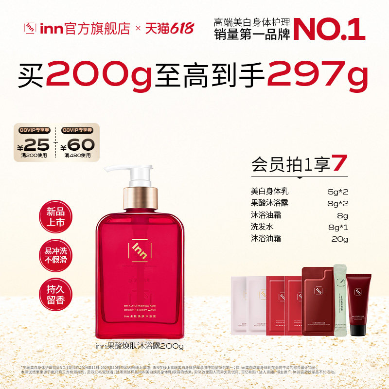 Inn果酸沐浴露祛痘软化角质鸡皮清洁滋润水油亮肤沐浴节日礼物