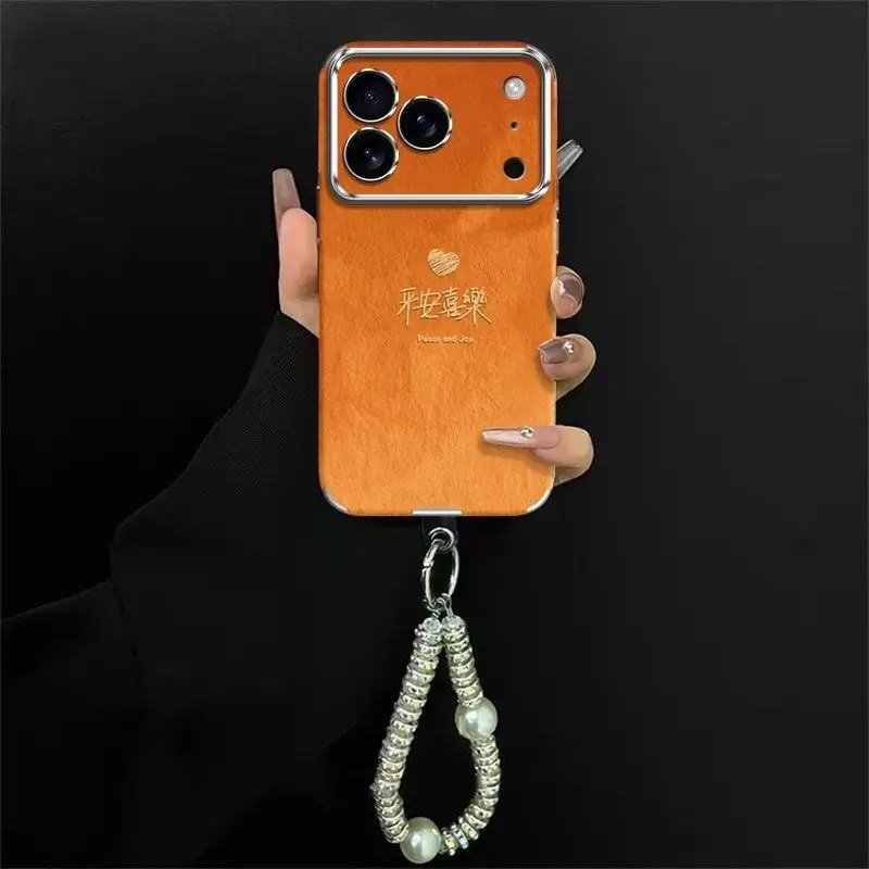 平安喜乐电镀小羊皮适用苹果/华为/vivo/oppo/小米红米/荣耀/iqoo手机壳全包镜头17promax保护套新款16Pro壳