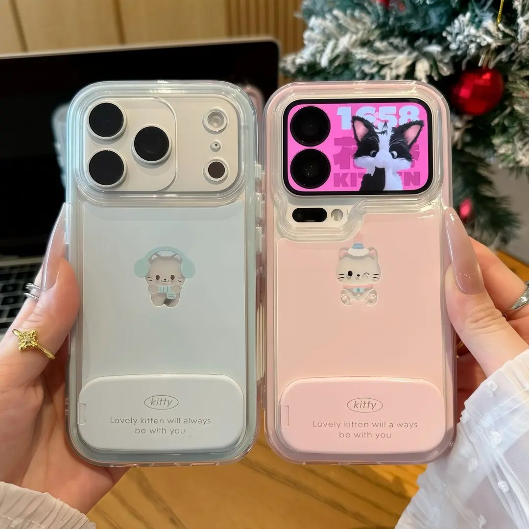 镂空猫咪支架适用苹果/华为/vivo/oppo/小米红米/荣耀/iqoo手机壳超好看的17promax保护套新款可爱16/15外壳