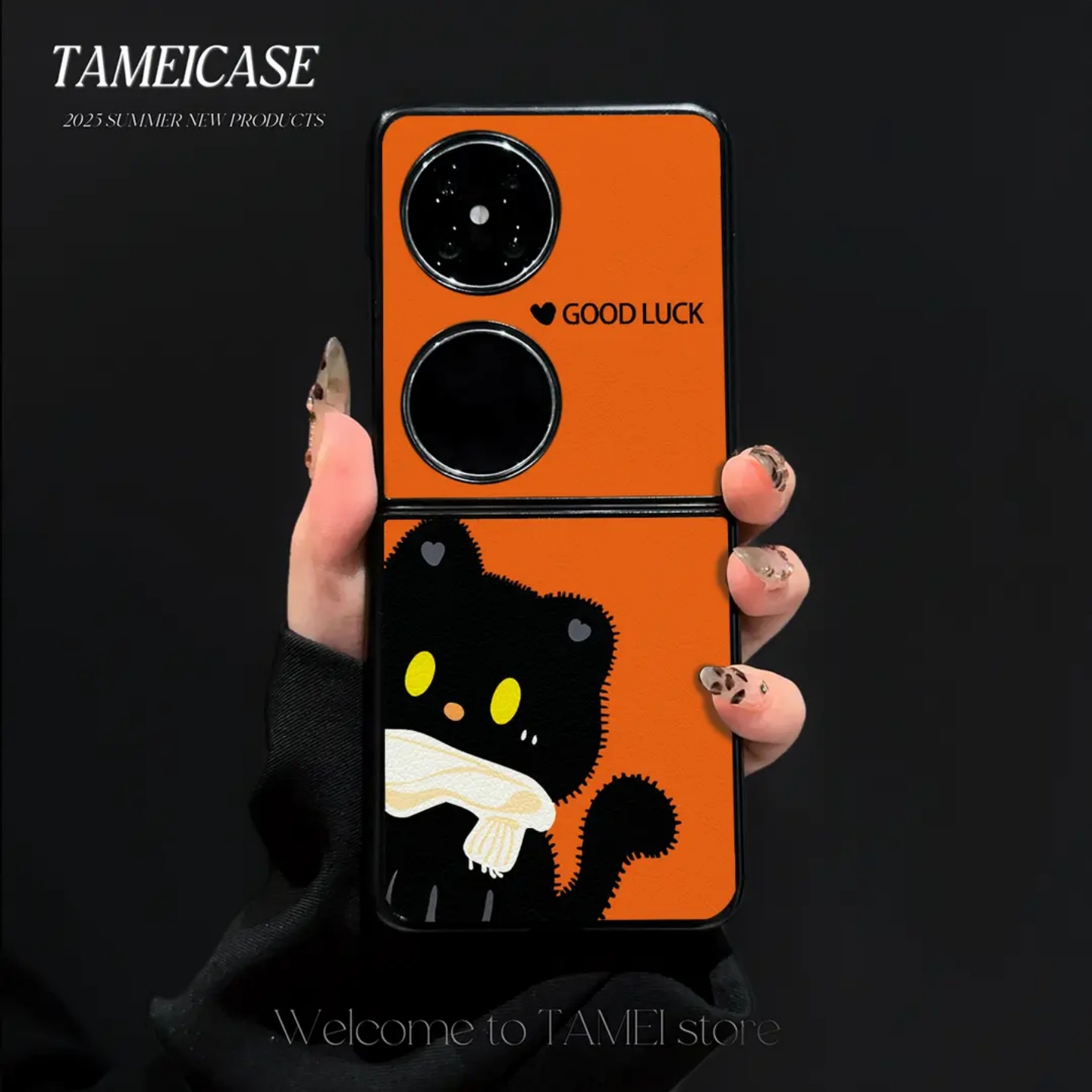 可爱小猫羊皮壳适用华为pocket2