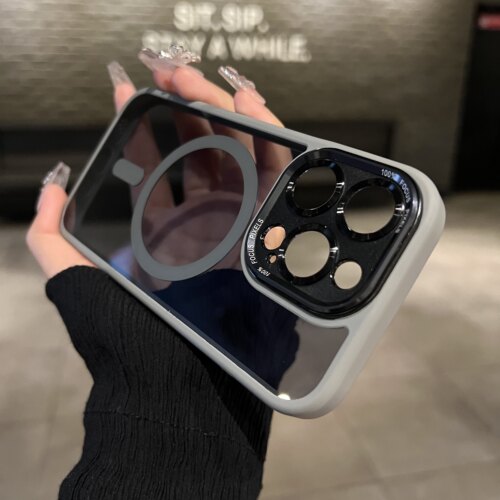 适用苹果系列磁吸透明手机壳
