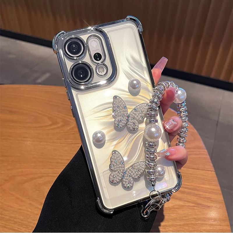 透明气囊镜头全包适用opporeno14手机壳新款人鱼姬reno14pro高级感防摔保护套oppo女款带手链适合夏天的外壳