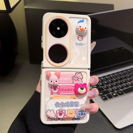 公主请发财支架折叠奶油壳适用华为pocket2手机壳新款findn3flip折叠屏全包防摔xflip女款小众不撞款时尚外壳