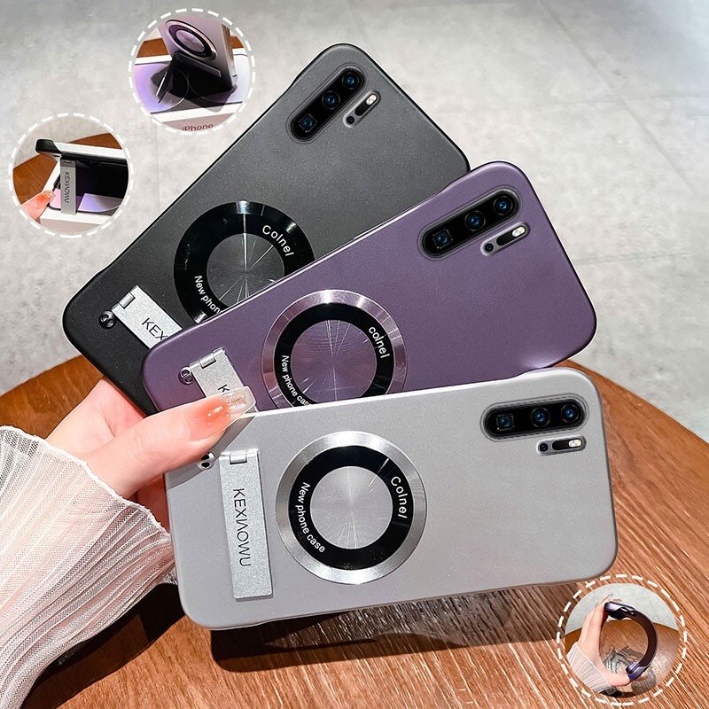 超薄无边框适用华为P30Pro手机壳高级实用防摔Mate40保护套纯色系新品小众款ins风高气质自带支架nova12外壳