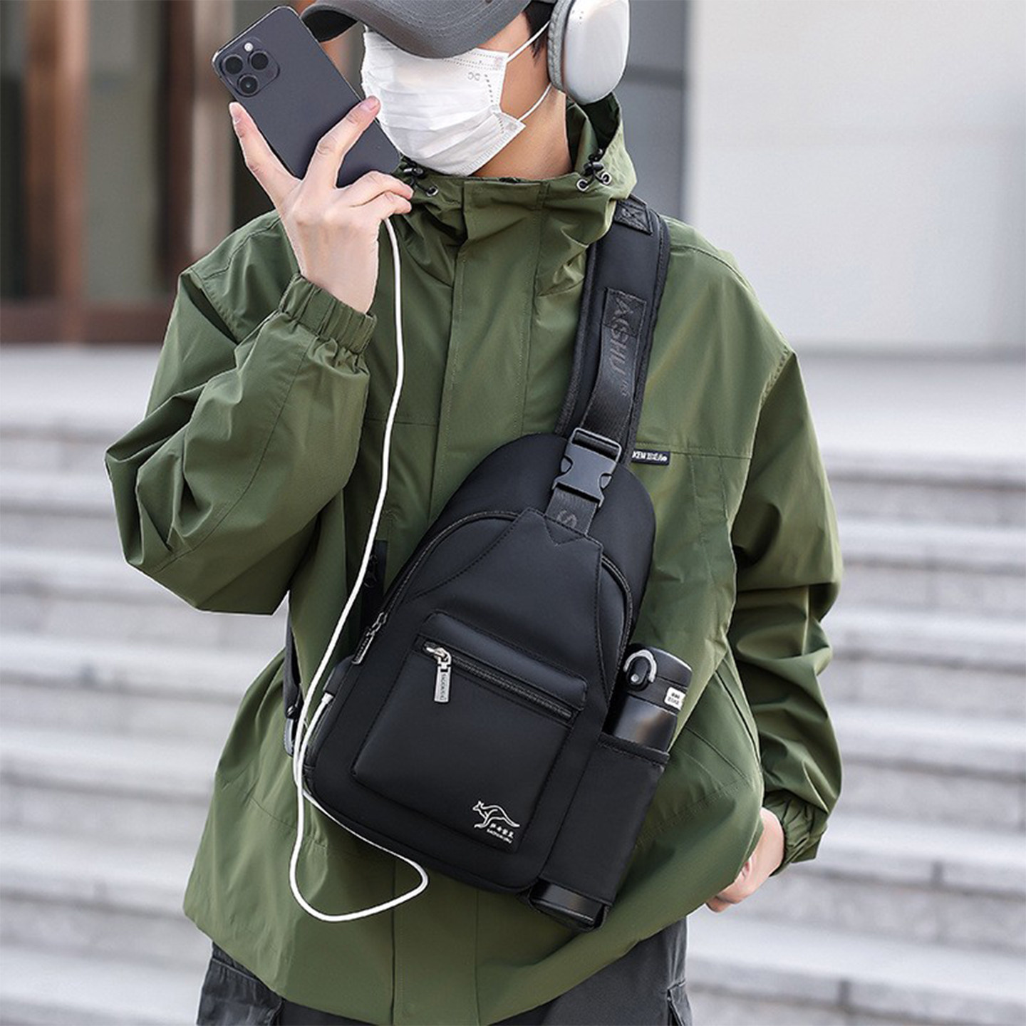 男士高级感胸包2026新款时尚牛津布防水斜挎包简约百搭胸前背包潮,箱包皮具/热销女包/男包,胸包,淘宝优惠券,粉丝福利购,淘宝优惠卷