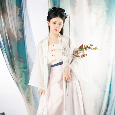 明制汉服长衫山水画汉元素夏