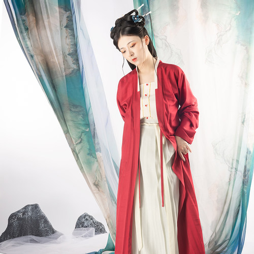 宋制汉服长褙子长款日常穿搭夏