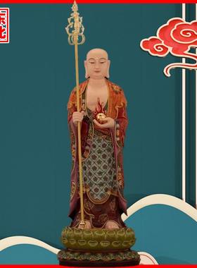 站地藏王菩萨鎏金贴金热灼摆件