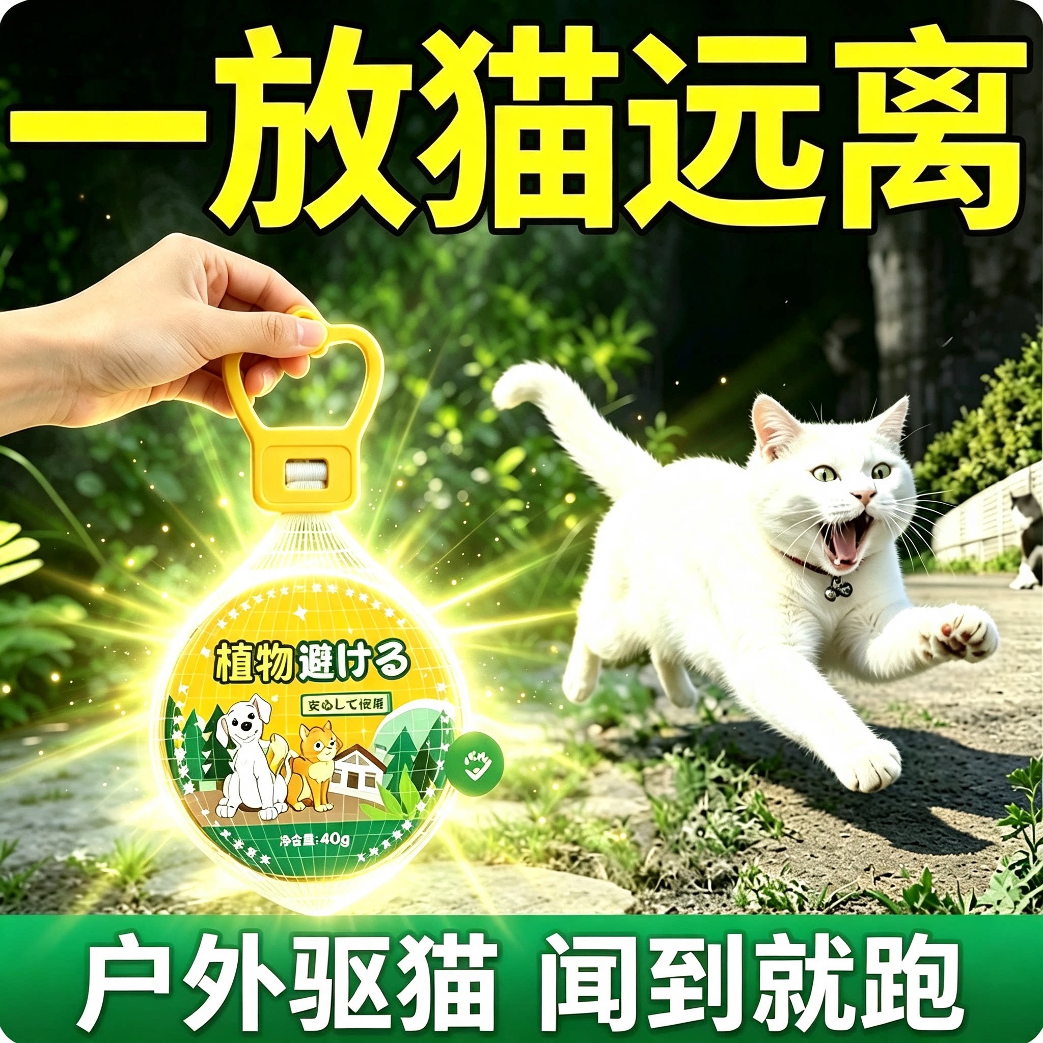 驱猫神器室外长强效力除赶猫汽车专用樟脑丸药克粉防野猫禁区喷雾