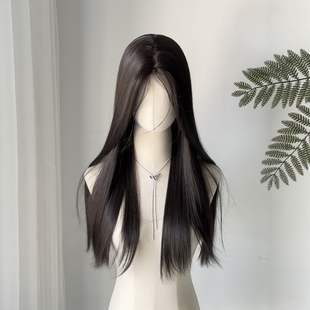 【白月光】云岫假发前额蕾丝假发日常自然黑茶色中分长直发全头套