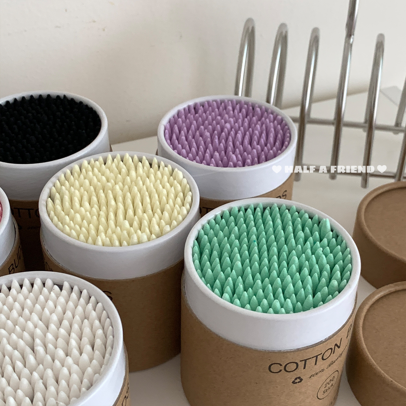 半个朋友彩色纸盒双头棉签棒