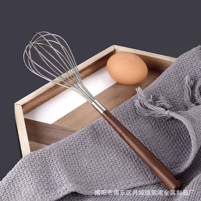 胡桃木304不锈钢打蛋器 家用打奶器鸡蛋面粉奶油搅拌器厨房小工具