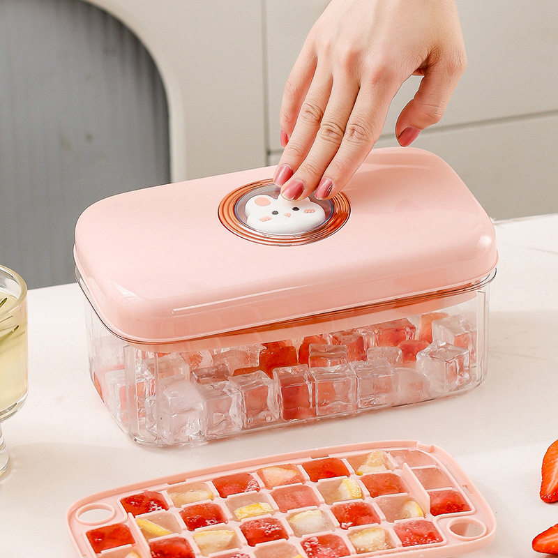 新款按压冰格冰块模具家用储冰制冰盒带盖diy辅食速冻器磨具