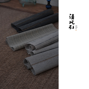 清风引手工亚麻竹草茶席茶垫干泡壶承禅意小屏风用餐垫