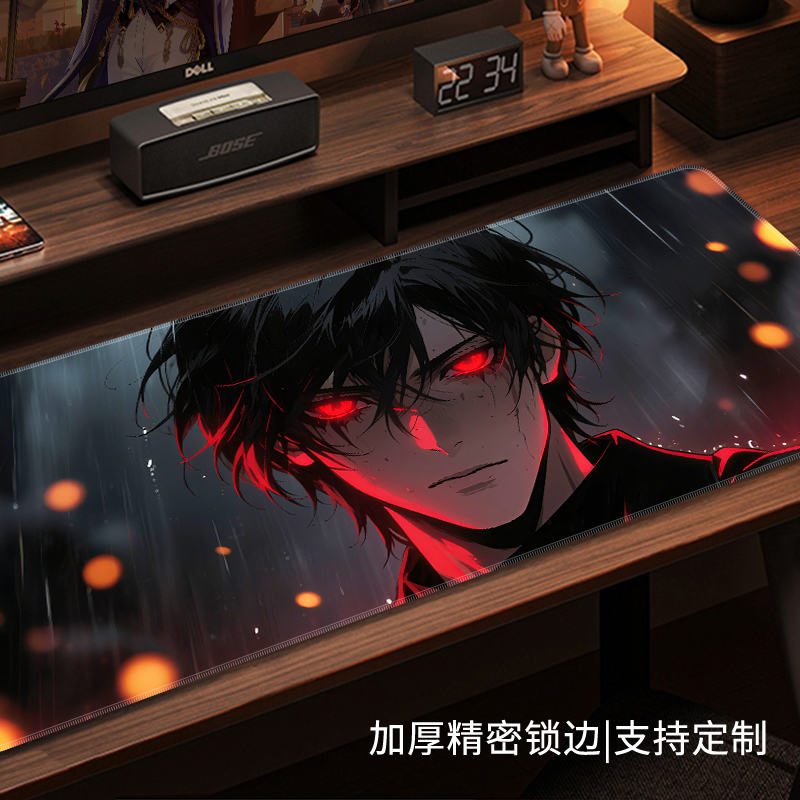 动漫二次元系列鼠标垫超大炫酷办公桌垫打工人电脑垫可定制家用厚