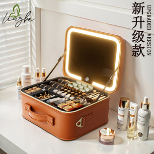 出差旅行化妆品收纳手提箱 高级化妆箱带镜子化妆包大容量便携式