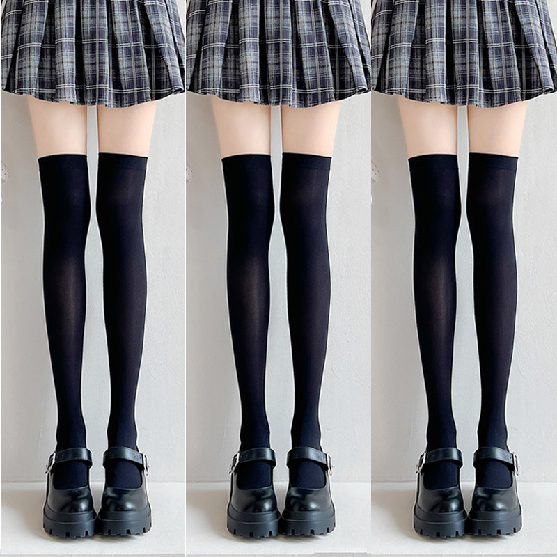 Black Velvet Over-The-Knee Socks for Women, Thin Summer Sexy Jk Socks, Milky White Long Stockings, White Thigh-High Socks