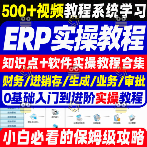 ERP系统学习入门原理实施实操系统自学视频教程仓库管理教学辅导