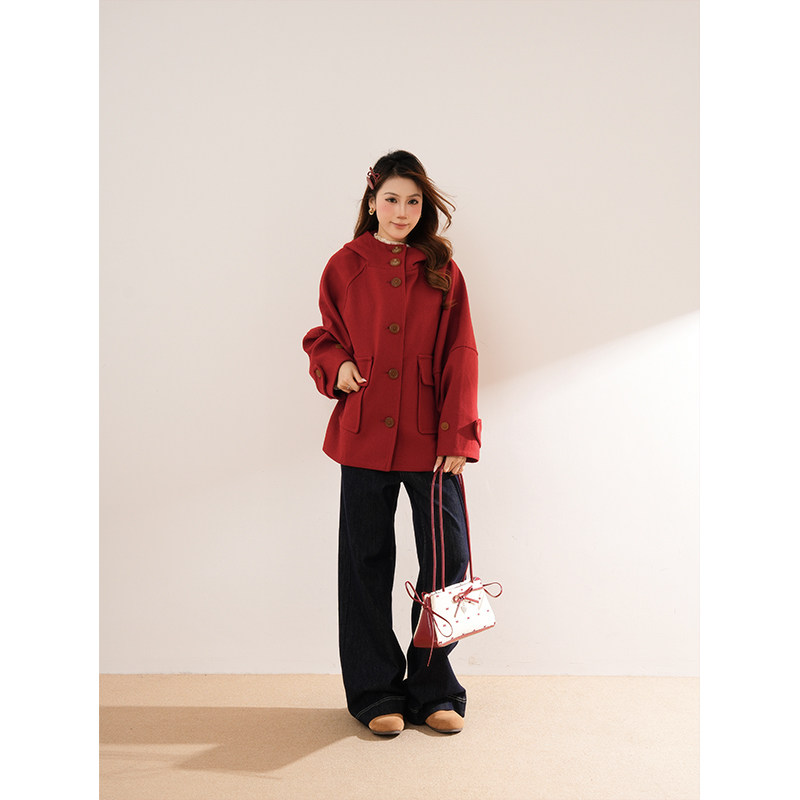 法式气质新年圣诞战袍小红帽毛呢外套冬季高级感小个子呢子大衣女,女装/女士精品,毛呢外套,淘宝优惠券,粉丝福利购,淘宝优惠卷