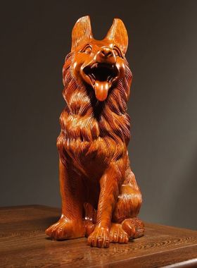 花梨木雕刻狗摆件实木十二生肖旺