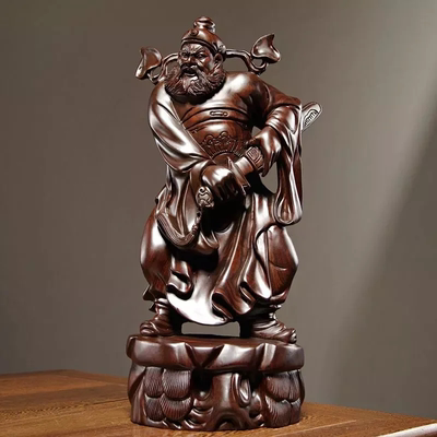 黑檀木雕钟馗像摆件福神钟馗雕像