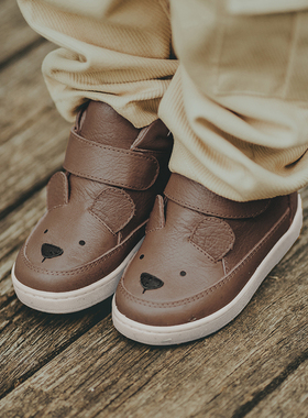 Donsje荷兰Mika-Bear小熊款高帮皮靴童鞋儿童真皮短靴中小童鞋子