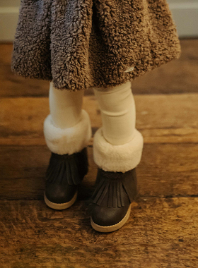 【新品】Donsje荷兰Daffy系列加绒儿童皮靴女童流苏复古真皮靴冬