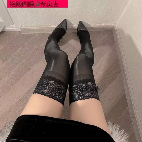 黑白丝硅胶防滑过膝袜性感