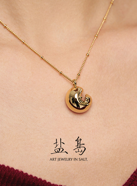 盐岛锦鲤素金吊坠本命年项链饰品