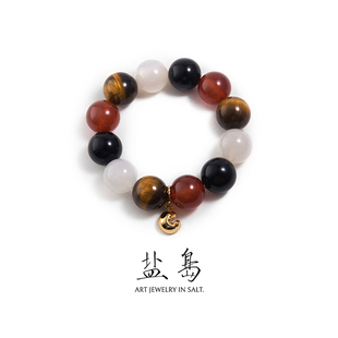 盐岛锦鲤大号虎眼石串珠手串珠珠高级感小众原创设计师红玛瑙手链