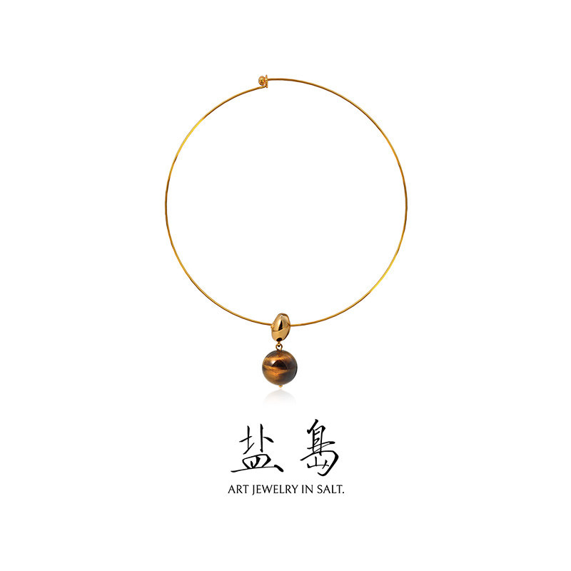 盐岛【赵丽颖同款】锦鲤虎眼石项圈金色高级感项链挂坠吊坠颈链女